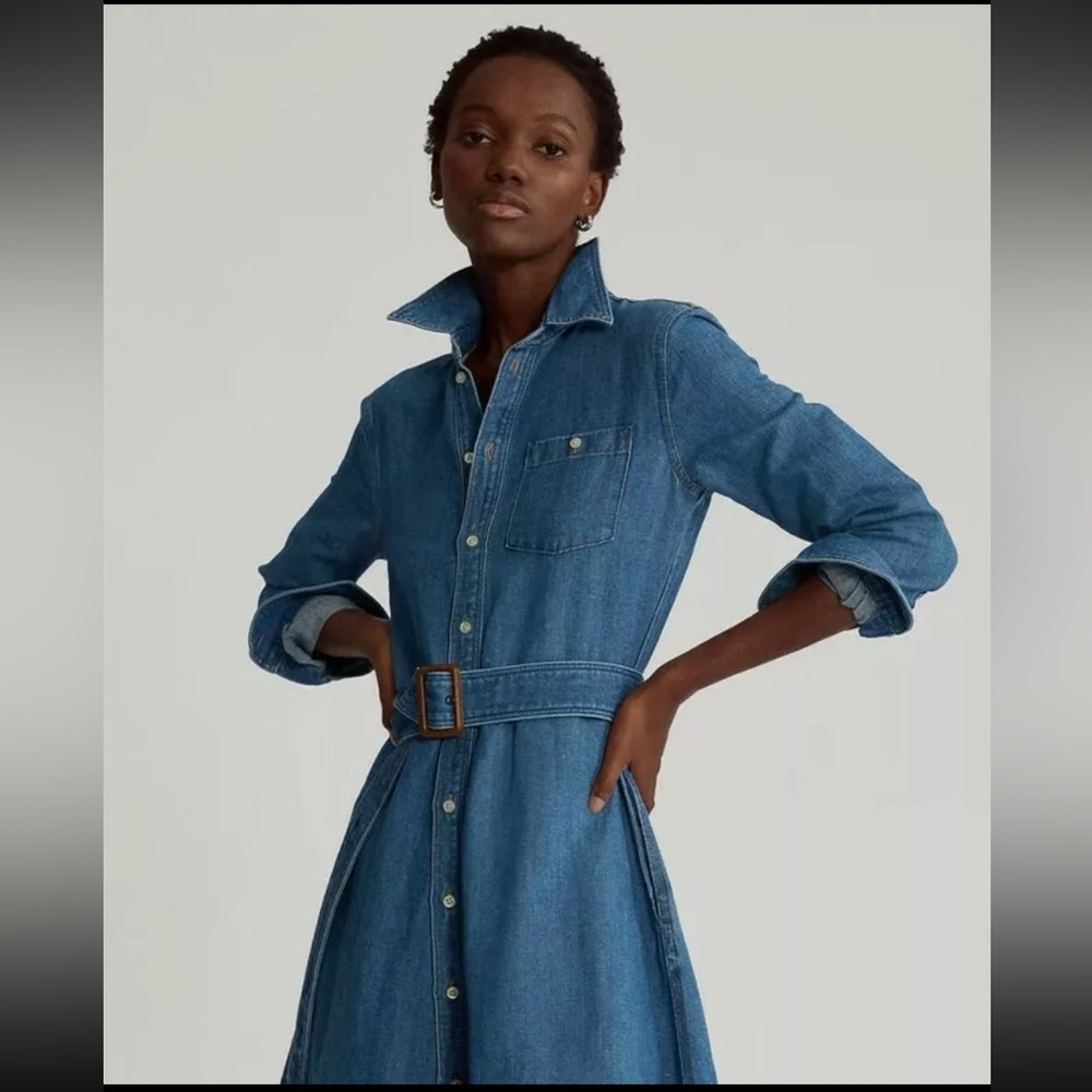 $248 Ralph Lauren A line denim shirt dress